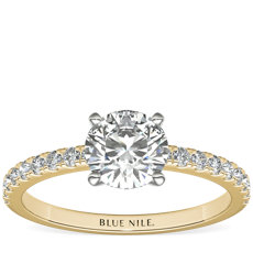 Petite Pave Diamond Engagement Ring in 18k Yellow Gold (1/4 ct. tw.)